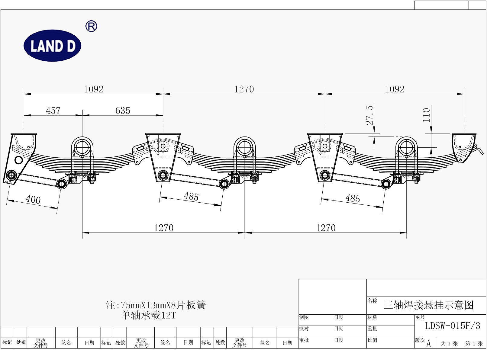Landd HUTCH 9700 Trailer Suspension REYCO Suspension Trailer Parts